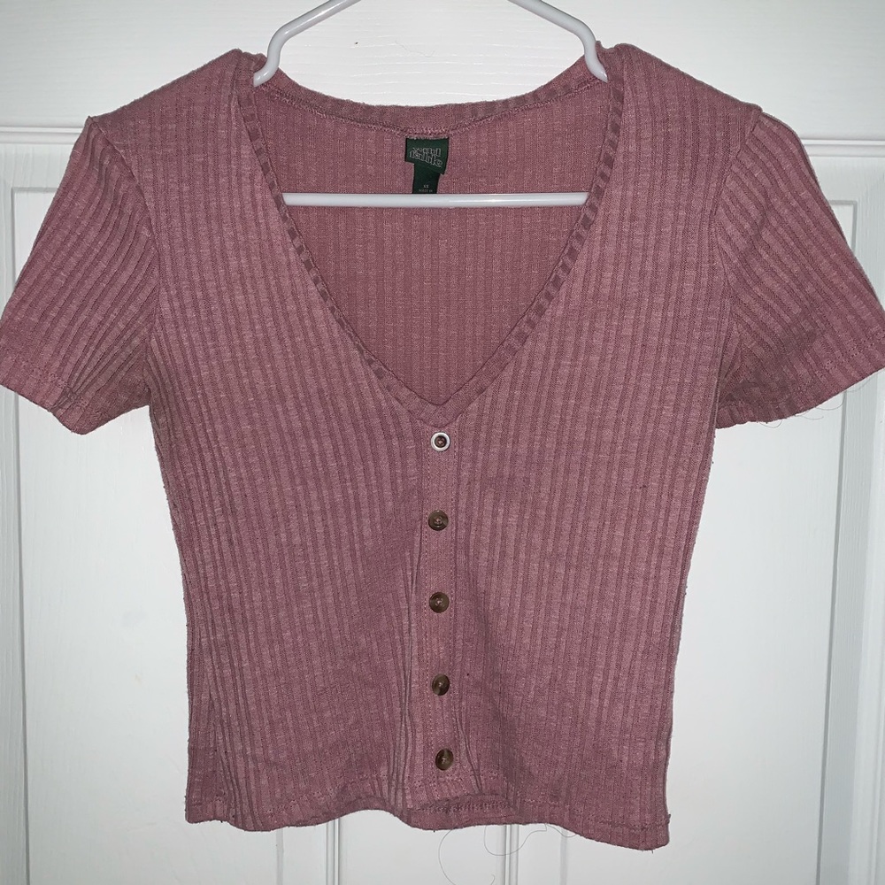 Pink ribbed crop top